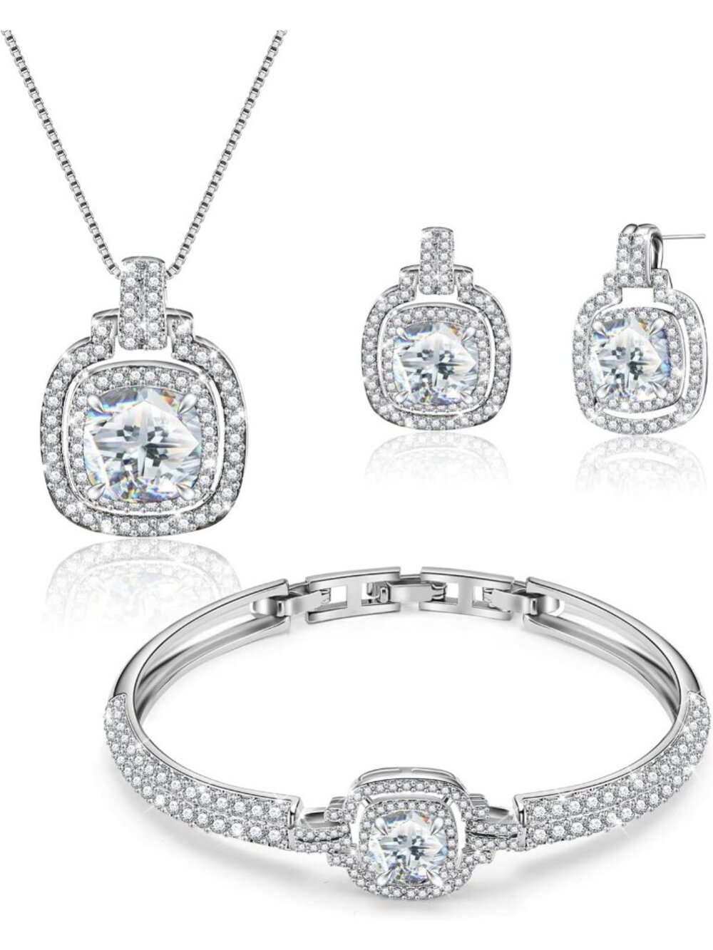 Celestial Crystal Jewelry Set for Women - Bracelet, Necklace & Earrings Gift